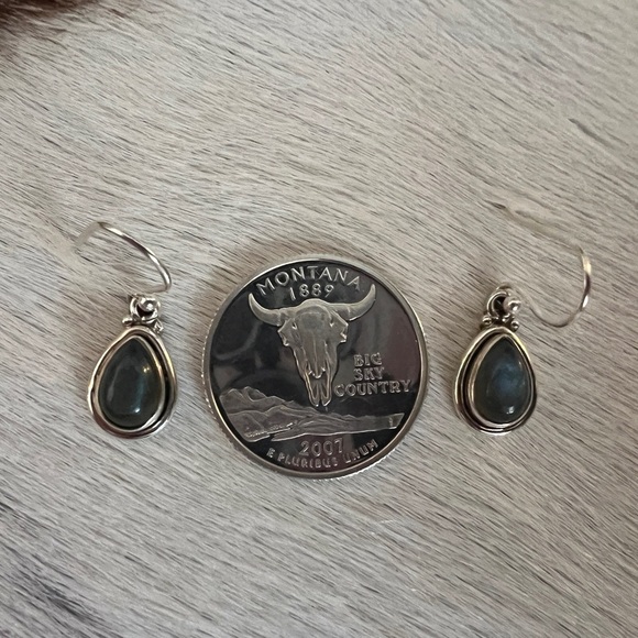 ❤️ Labradorite Bohemian Hippie Navajo Style 925 Dangle Earrings 1.10”L - 3.4Gm - Picture 6 of 11